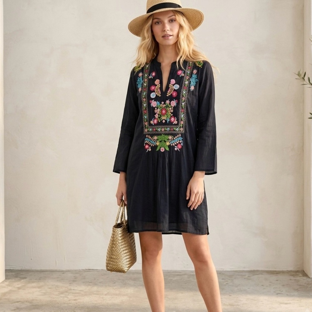 Johnny Was Embroidered Tunic Dress Size S, EUC